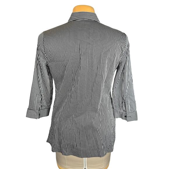 7th Avenue Design Studio NY&Co Womens Medium Shirt Embroidered Floral Striped - Picture 5 of 12